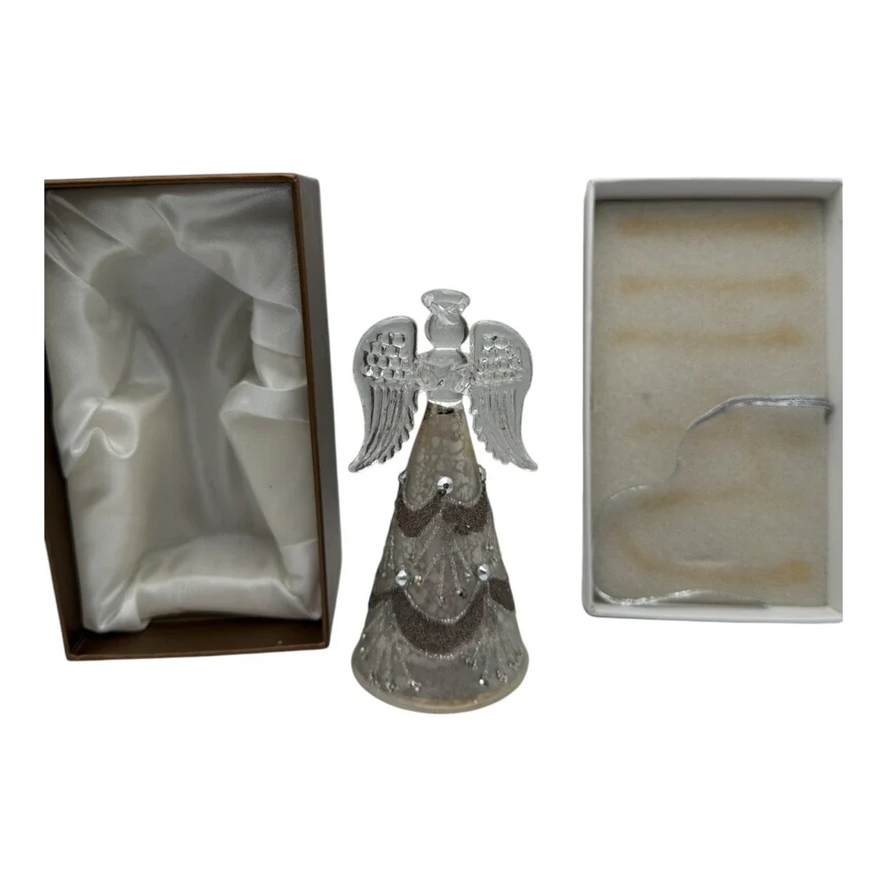 PIER 1 IMPORTS GLASS Guardian ANGEL GLITTER TEXTURE WINGS 4.75